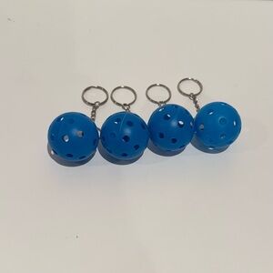 🆕 Pack of 4 New Blue Pickleball Keychains